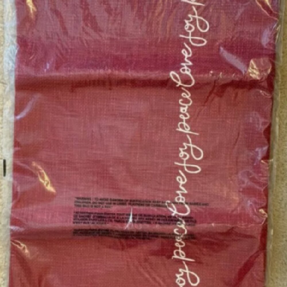 NEW Pottery Barn Love Joy Peace Embroidered Lumbar Pillow Cover | Cardinal Red